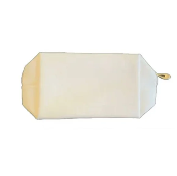 Cream "SKIN" Cosmetic Makeup Bag, Patch Chenille Letter. Multi-colored. - Picture 3 of 5